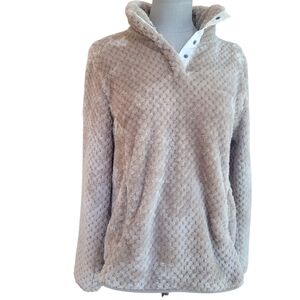 Eddie Bauer Super Soft and Cozy Beige Fleece Snap Pullover Size M